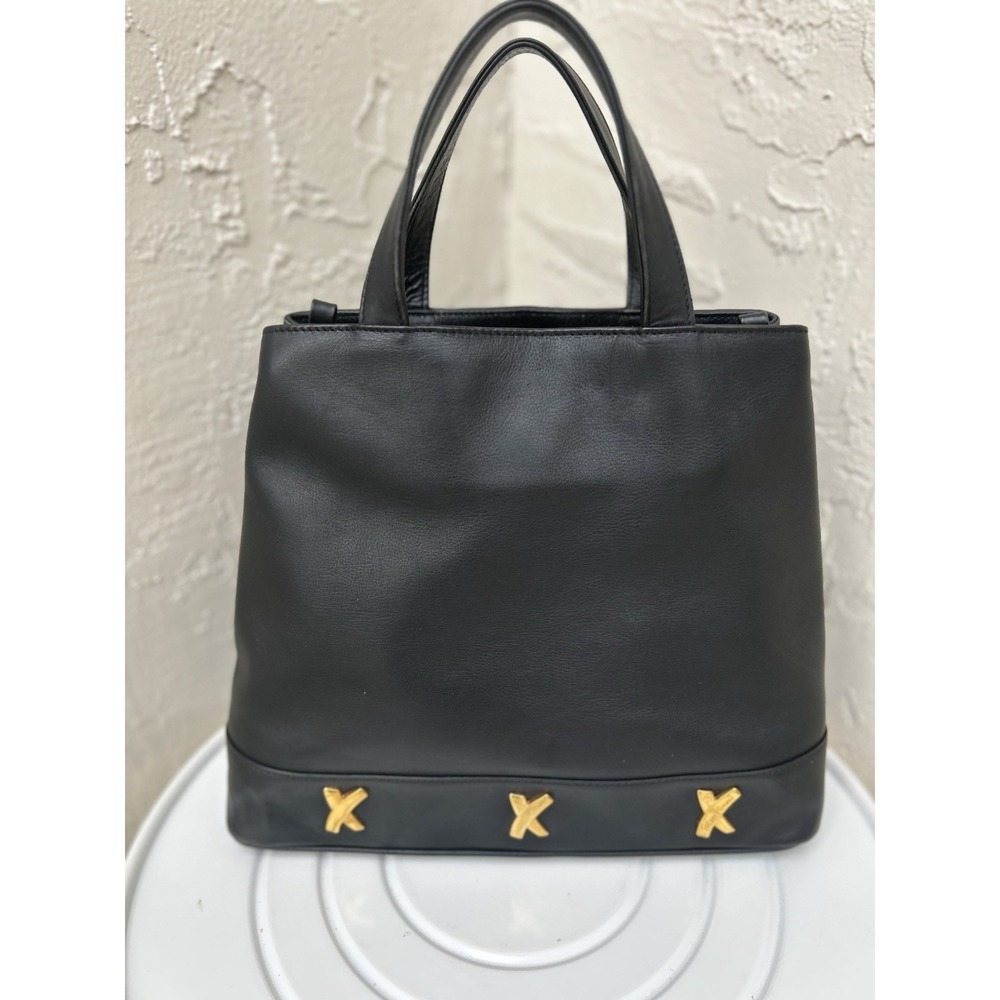 Paloma Picasso 2-Way Black Leather  Handbag Vintage